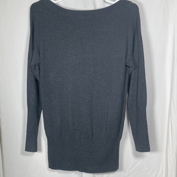 Cashmere Blend White House Black Market Dark Gray Crew Neck Sweater Sz L Cozy - Picture 11 of 11